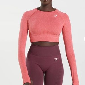 gymshark vital 2.0 seamless long sleeve crop top pink salmon